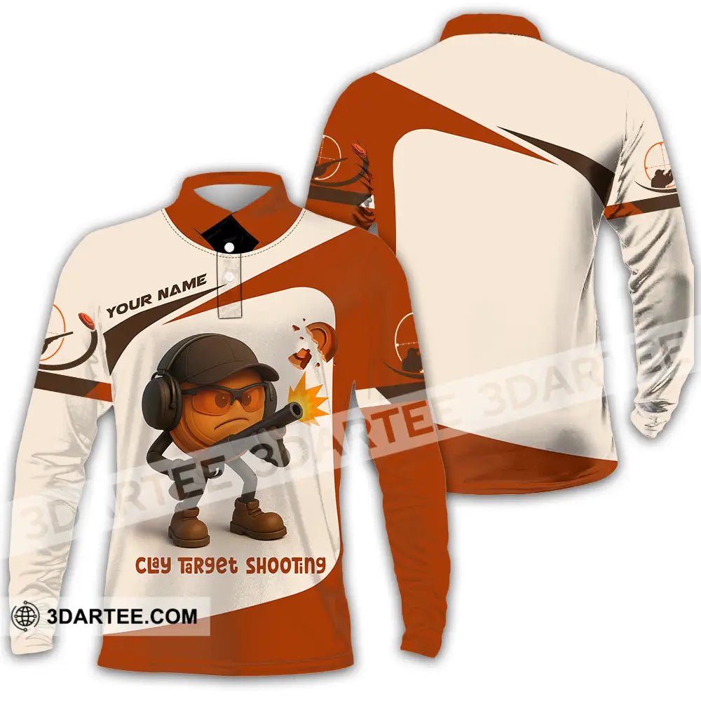 Unisex Shirt - Custom Clay Target Shooting Shirt Long Sleeve Polo / S T-shirt