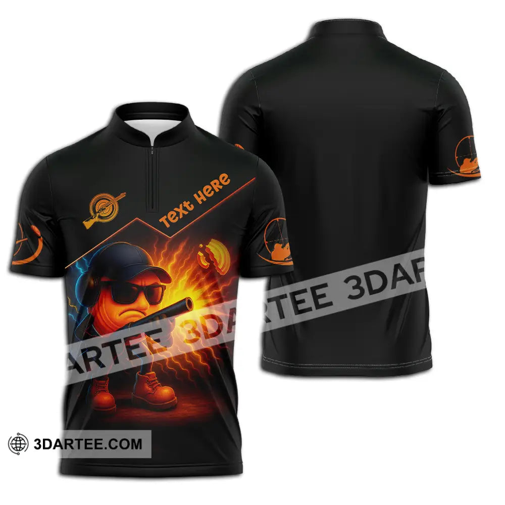 Unisex Shirt - Custom Clay Target Shooting Shirt Zipper Polo Shirt / S T-shirt