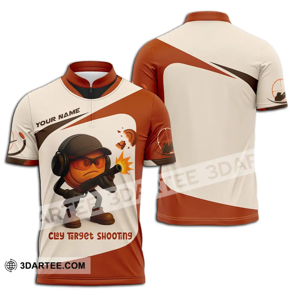 Unisex Shirt - Custom Clay Target Shooting Shirt Zipper Polo Shirt / S T-shirt