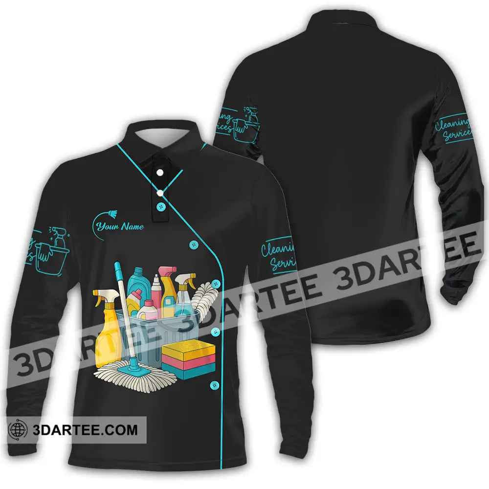 Unisex Shirt - Custom Cleaning Service Shirt Long Sleeve Polo / S T-shirt