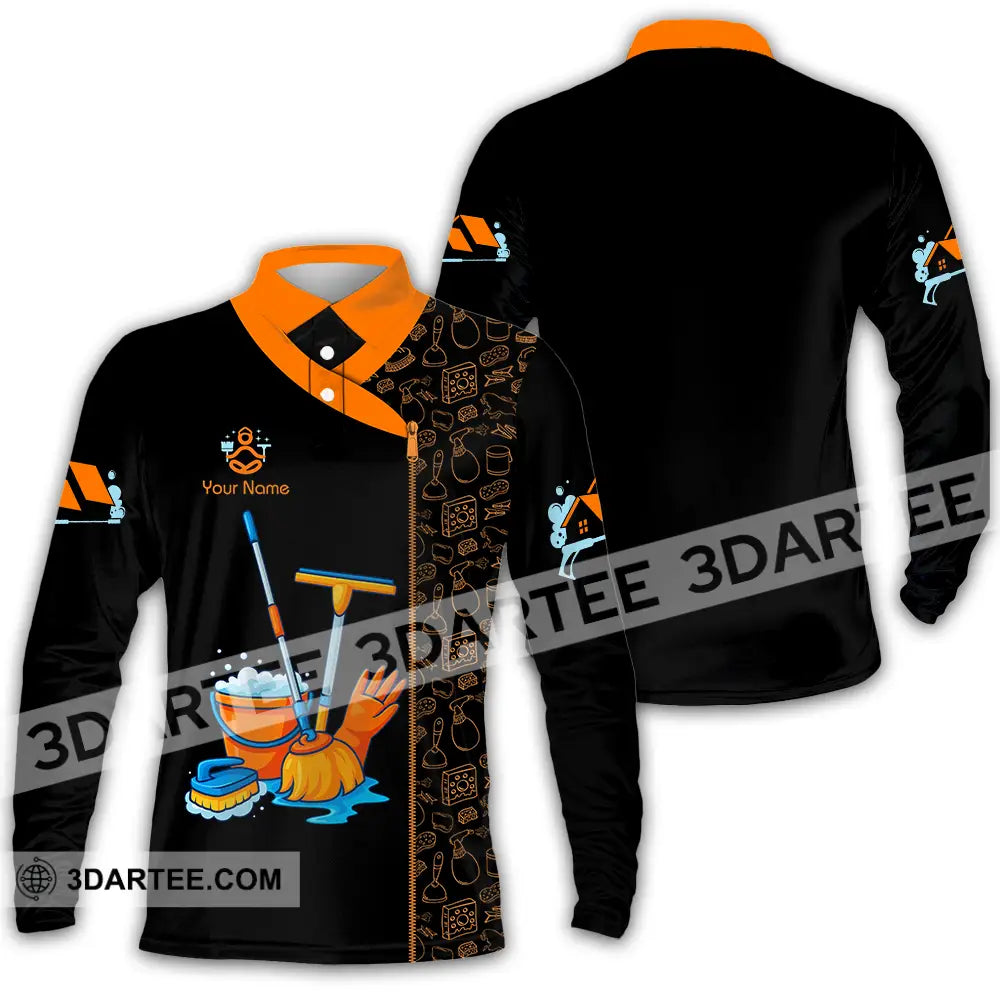 Unisex Shirt - Custom Cleaning Service Shirt Long Sleeve Polo / S T-shirt