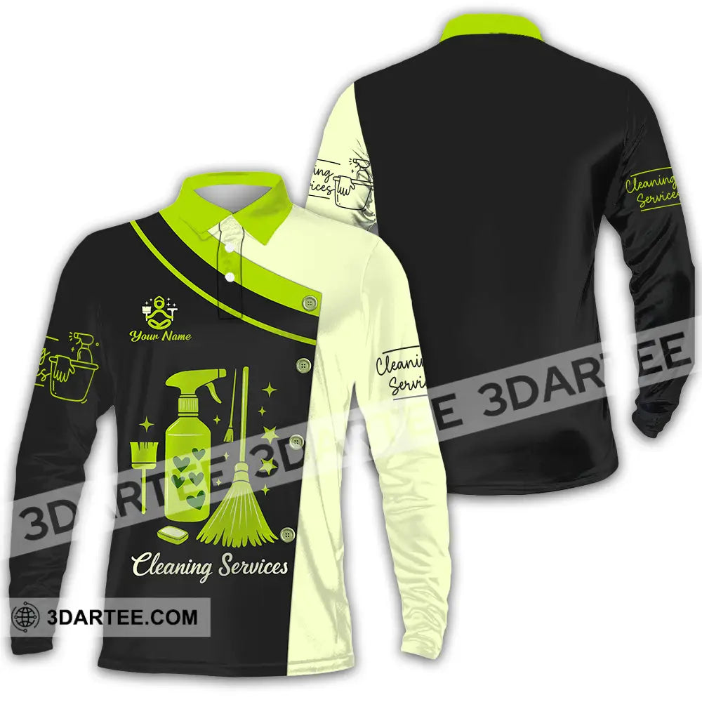 Unisex Shirt - Custom Cleaning Service Shirt Long Sleeve Polo / S T-shirt