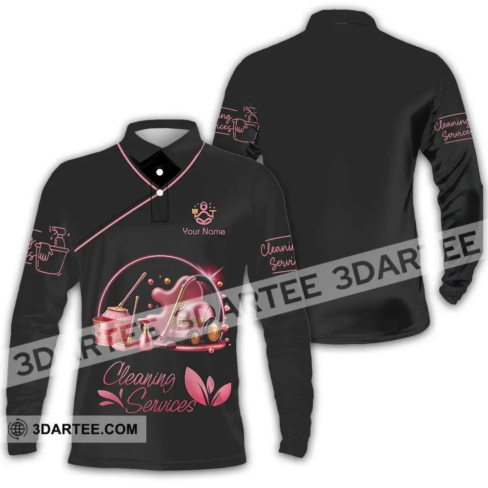 Unisex Shirt - Custom Cleaning Service Shirt Long Sleeve Polo / S T-shirt