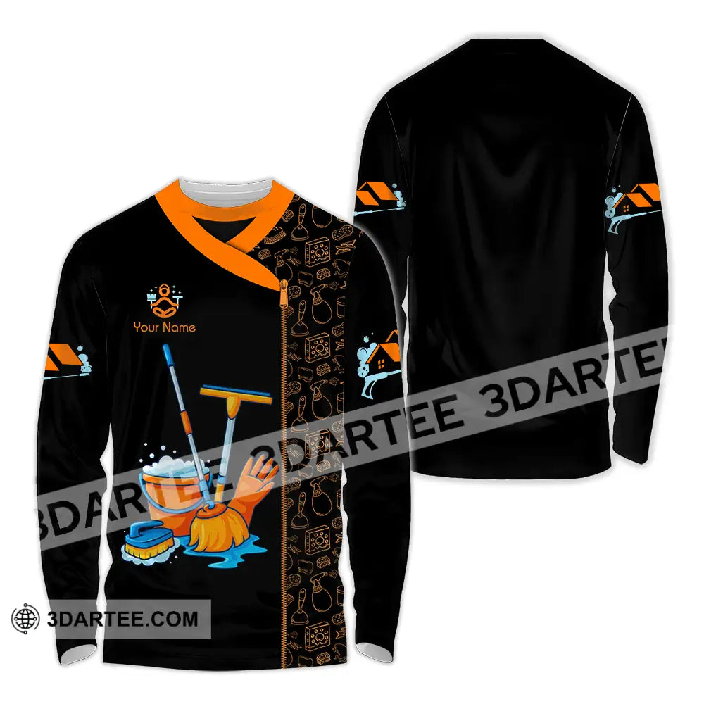 Unisex Shirt - Custom Cleaning Service Shirt Long Sleeve Shirt / S T-shirt