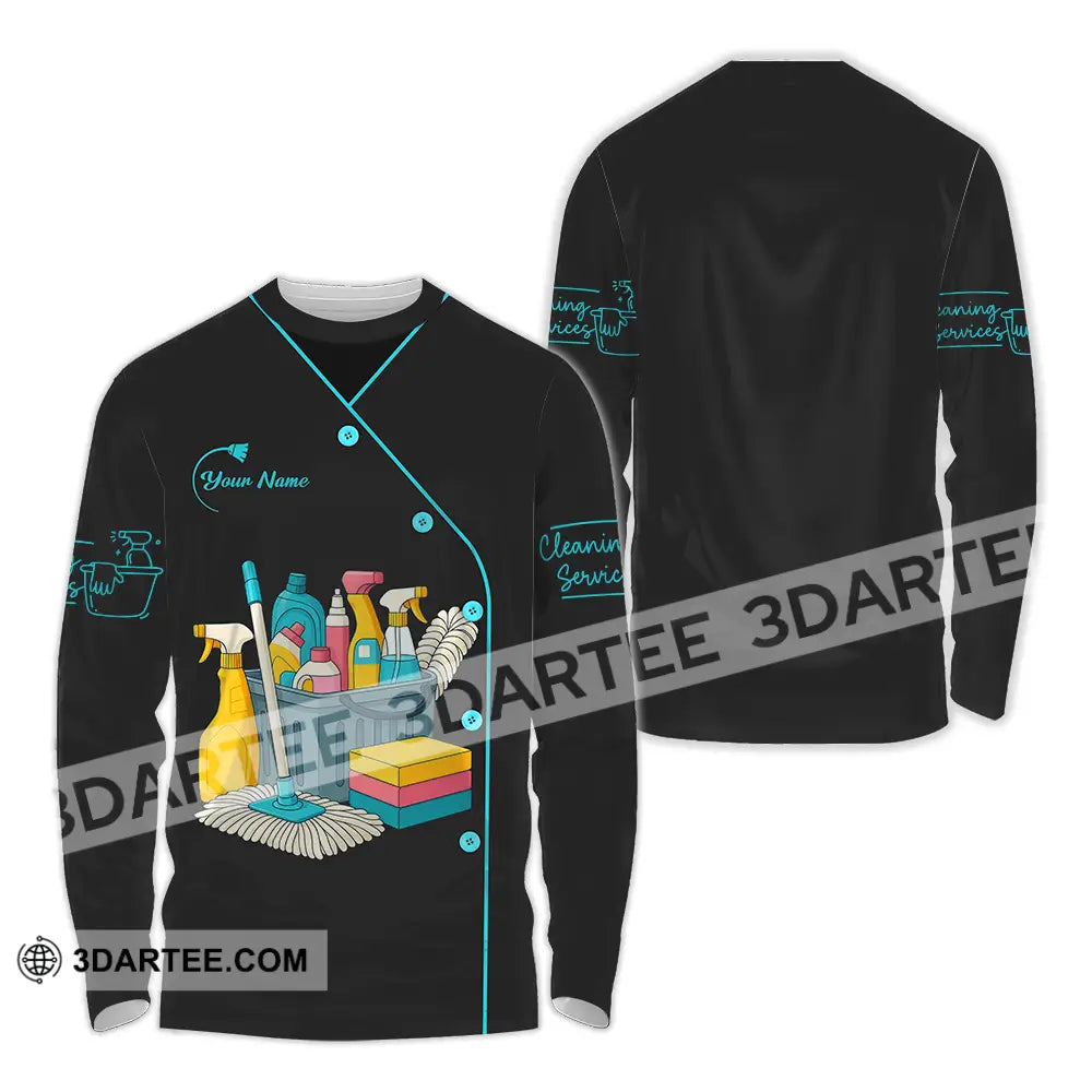 Unisex Shirt - Custom Cleaning Service Shirt Long Sleeve Shirt / S T-shirt
