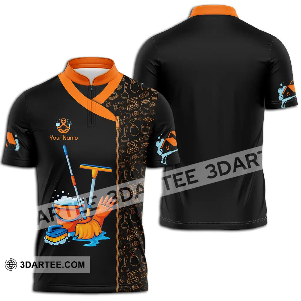 Unisex Shirt - Custom Cleaning Service Shirt Zipper Polo Shirt / S T-shirt