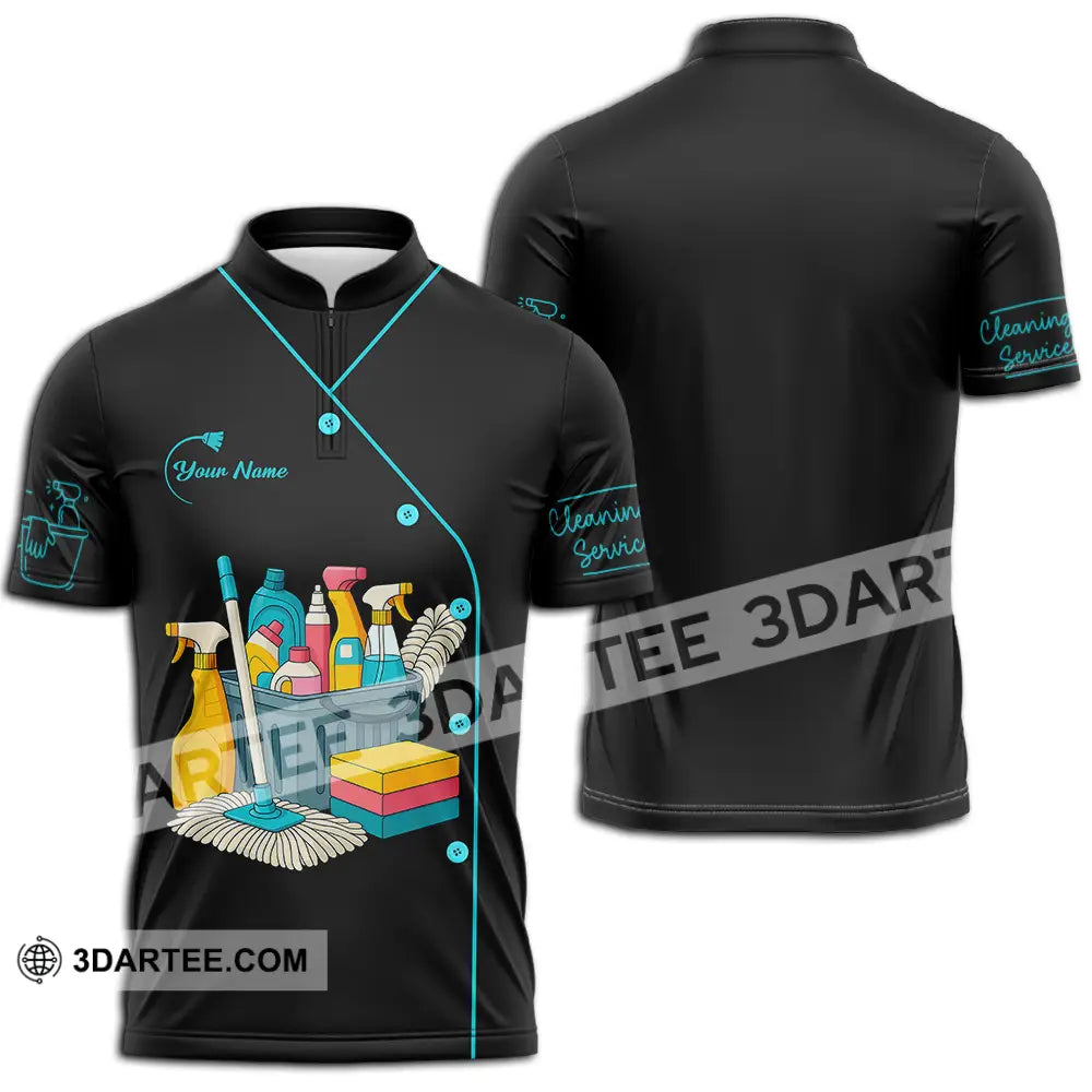 Unisex Shirt - Custom Cleaning Service Shirt Zipper Polo Shirt / S T-shirt