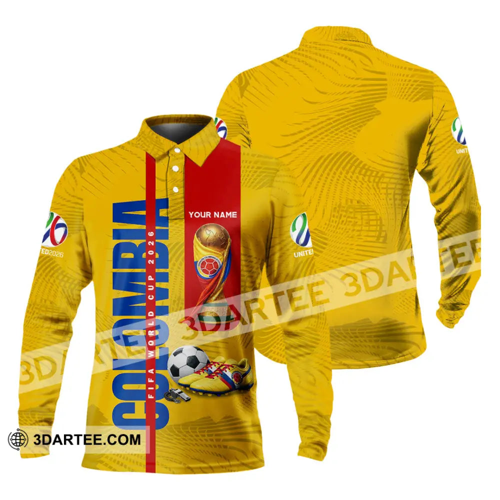 Unisex Shirt - Custom Colombia World Cup 2026 3D Shirt Long Sleeve Polo / S T-shirt