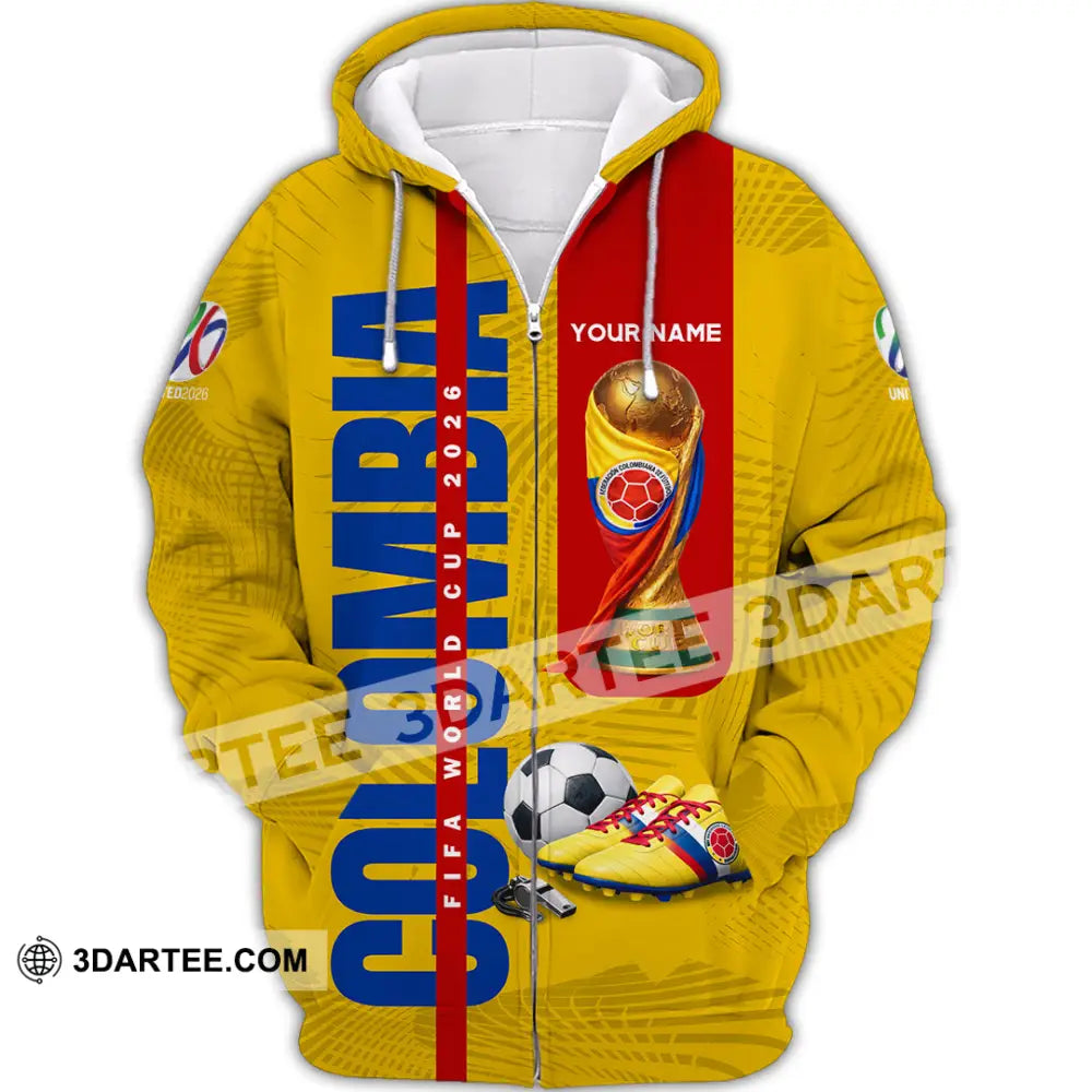 Unisex Shirt - Custom Colombia World Cup 2026 3D Shirt Zipper Hoodie / S T-shirt