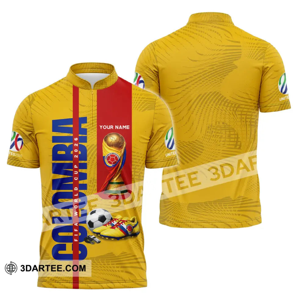 Unisex Shirt - Custom Colombia World Cup 2026 3D Shirt Zipper Polo Shirt / S T-shirt