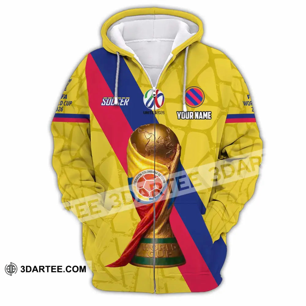 Unisex Shirt - Custom Colombia Fifa World Cup 2026 3D Shirt Zipper Hoodie / S T-shirt