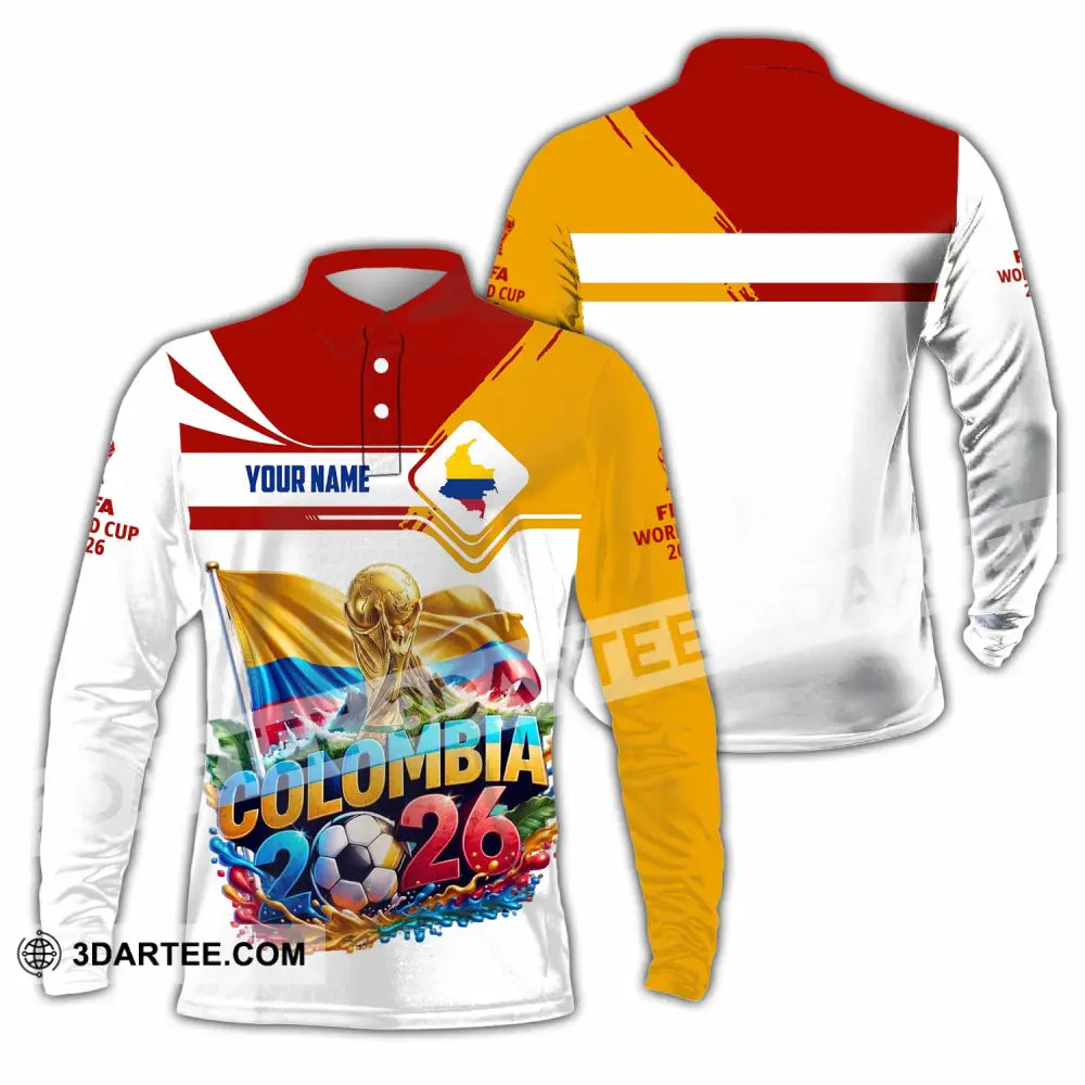 Unisex Shirt - Custom Colombia World Cup 2026 Shirt - Long Sleeve Polo / S - T-shirt