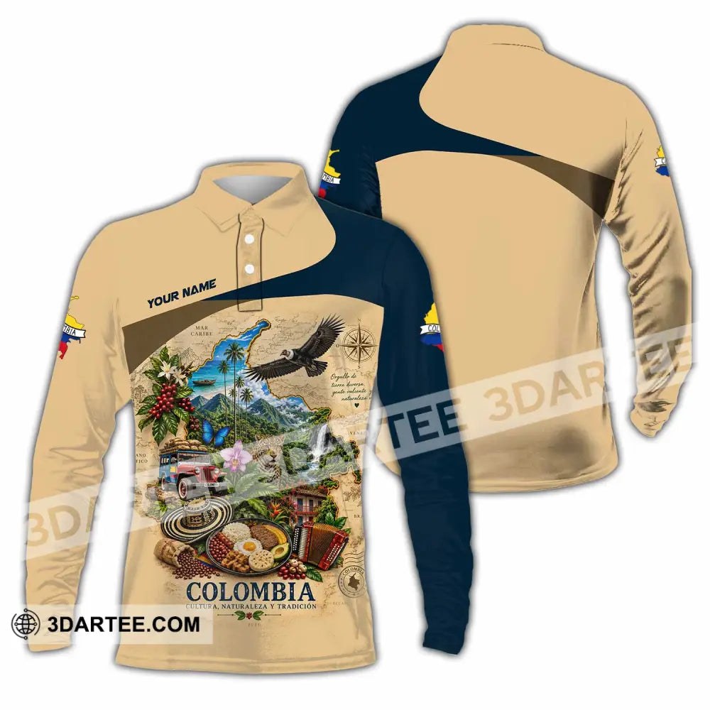 Unisex Shirt - Custom Colombia Shirt - Long Sleeve Polo / S - T-shirt