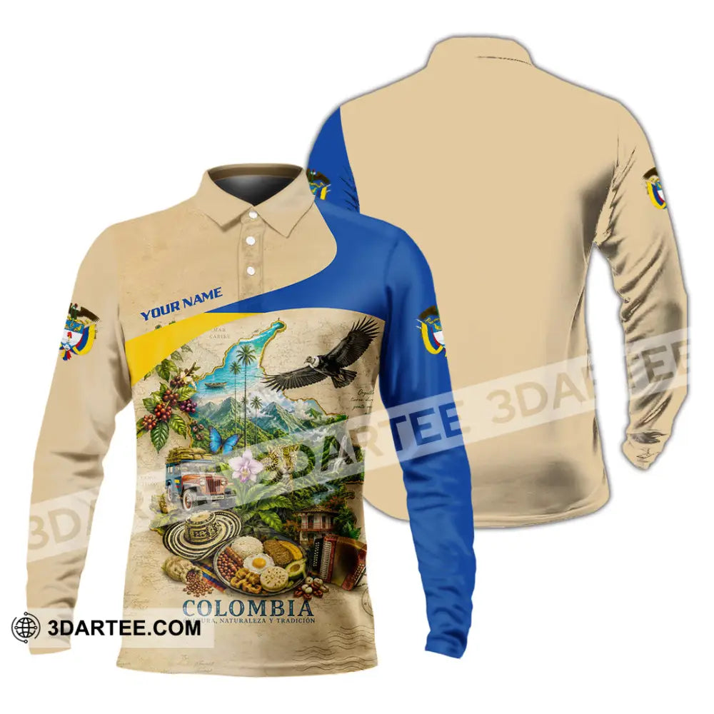 Unisex Shirt - Custom Colombia Shirt - Long Sleeve Polo / S - T-shirt