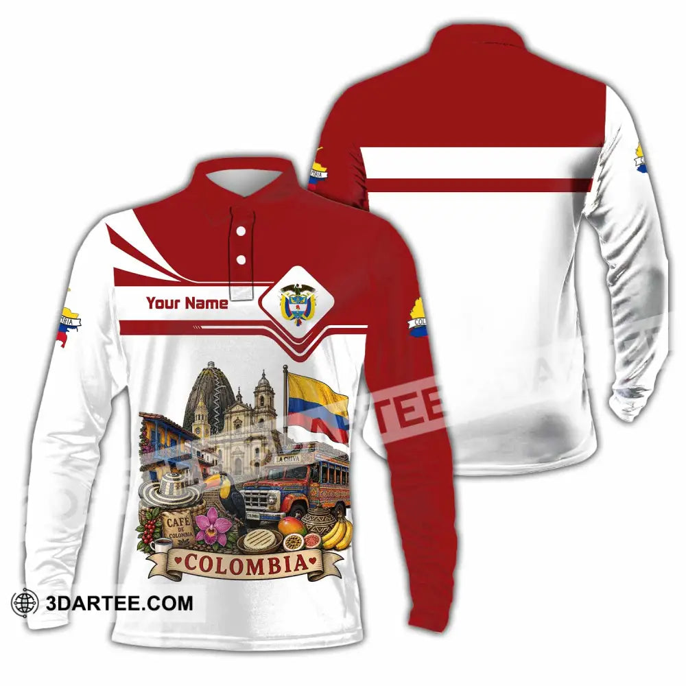 Unisex Shirt - Custom Colombia Shirt - Long Sleeve Polo / S - T-shirt