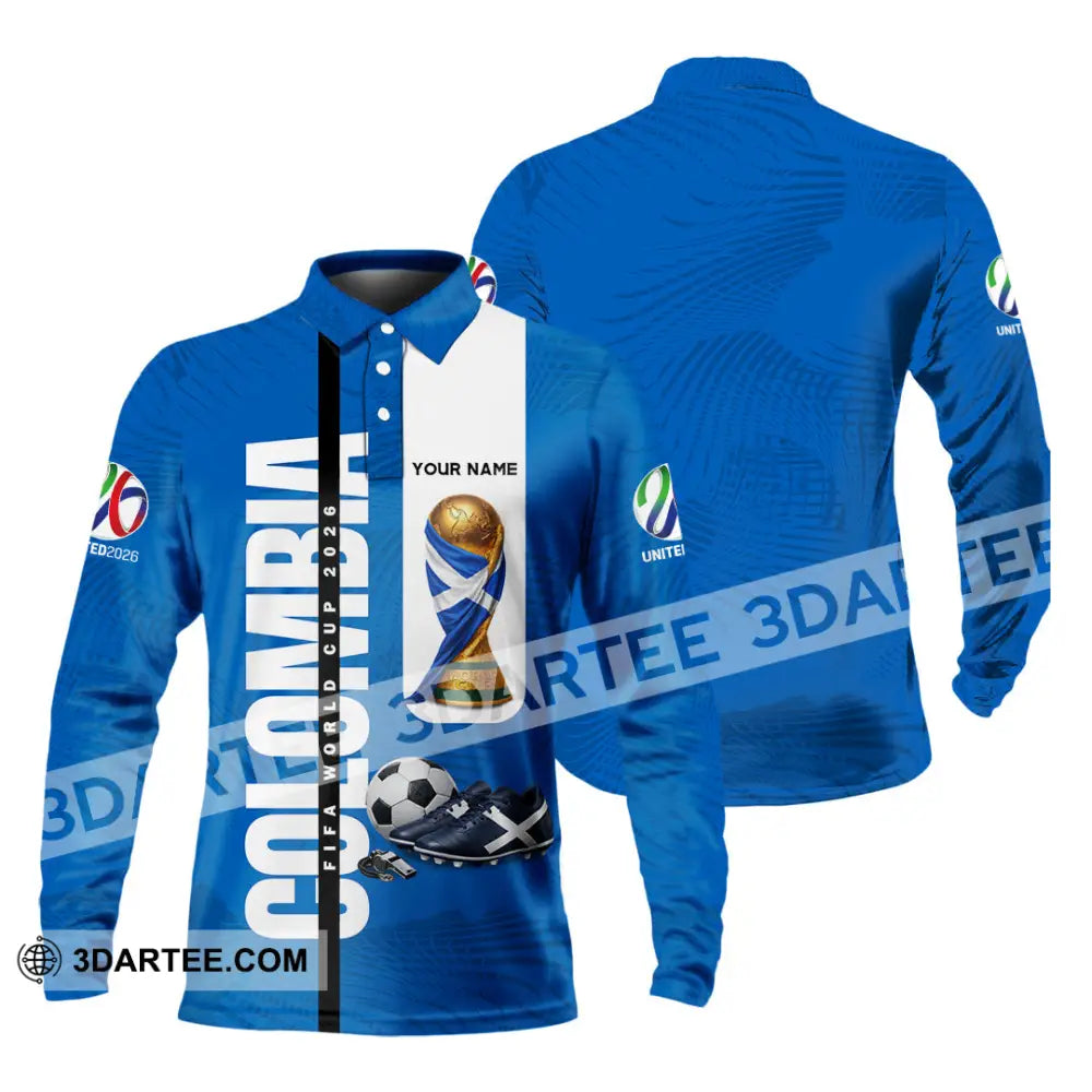 Unisex Shirt - Custom Colombia World Cup 2026 3D Shirt Long Sleeve Polo / S T-shirt