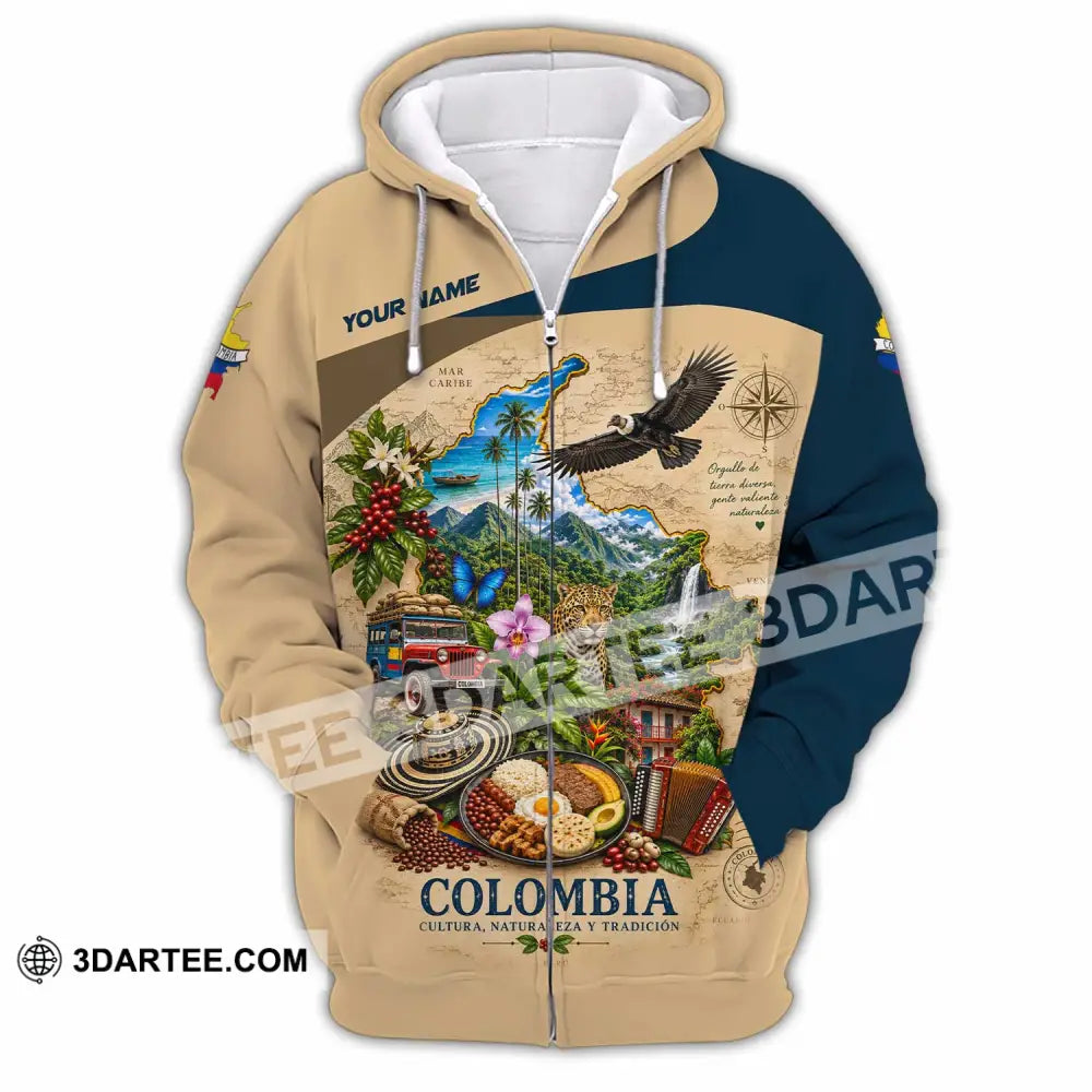 Unisex Shirt - Custom Colombia Shirt - Zipper Hoodie / S - T-shirt