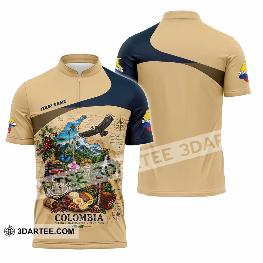 Unisex Shirt - Custom Colombia Shirt - Zipper Polo Shirt / S - T-shirt
