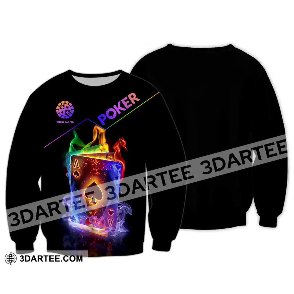 Unisex Shirt - Custom Colorful Poker Ace Card Shirt Long Sleeve / S T-shirt