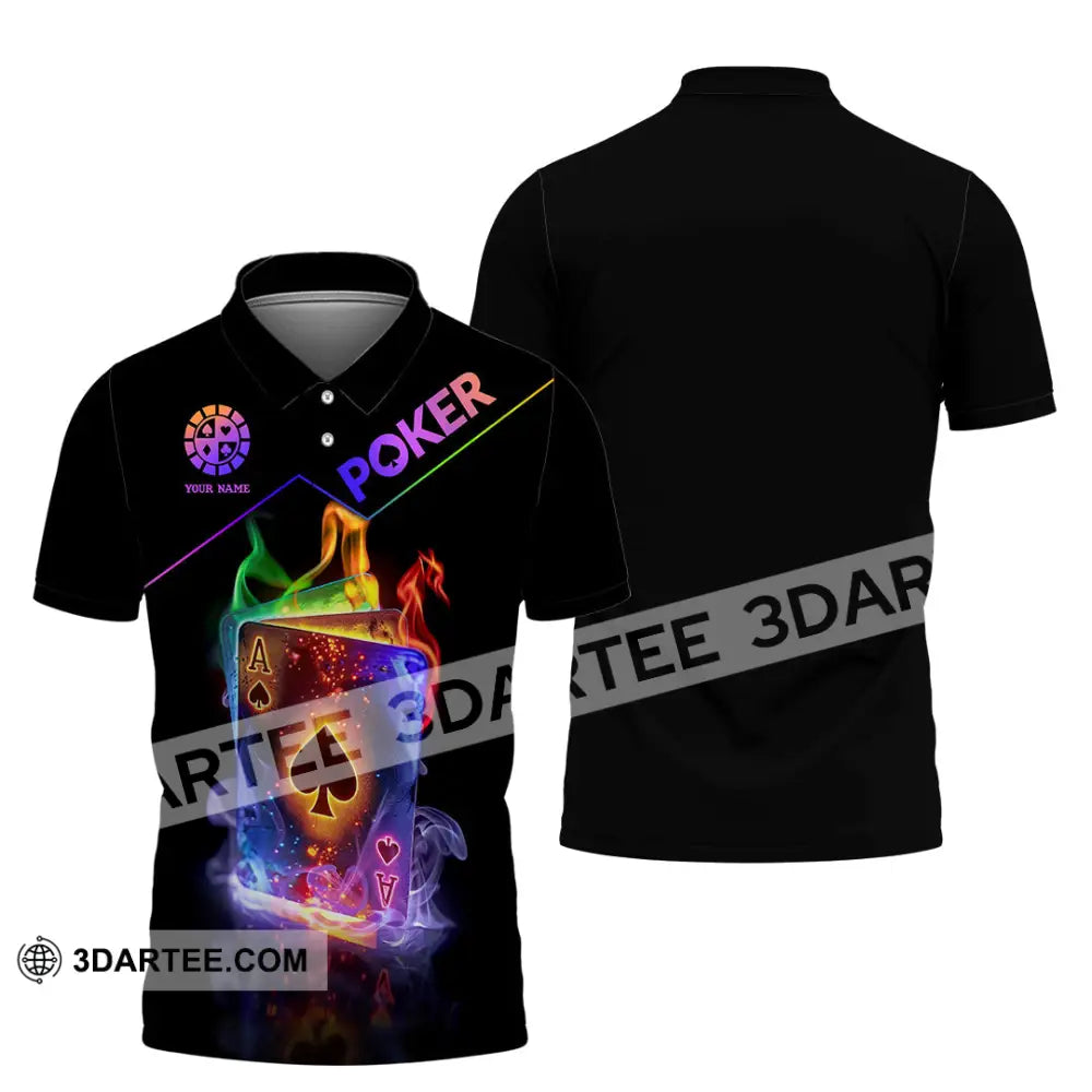 Unisex Shirt - Custom Colorful Poker Ace Card Shirt Polo Shirt / S T-shirt