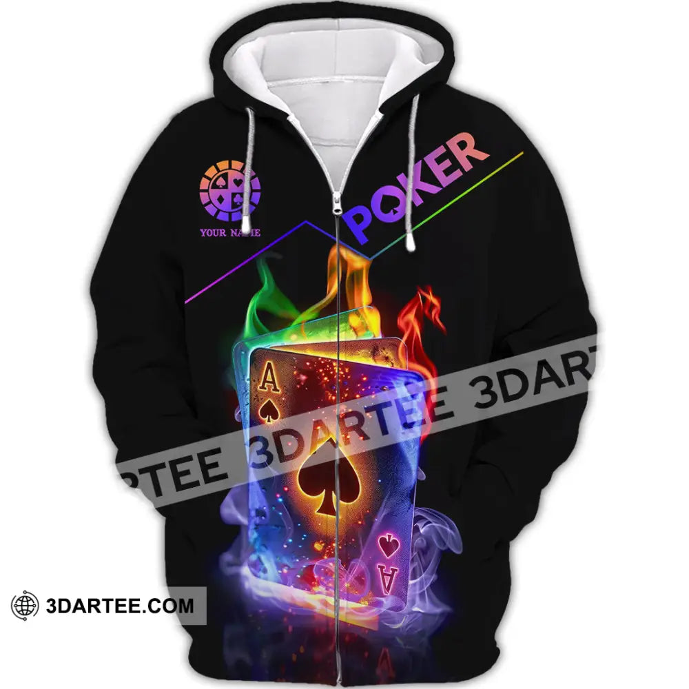 Unisex Shirt - Custom Colorful Poker Ace Card Shirt Zipper Hoodie / S T-shirt