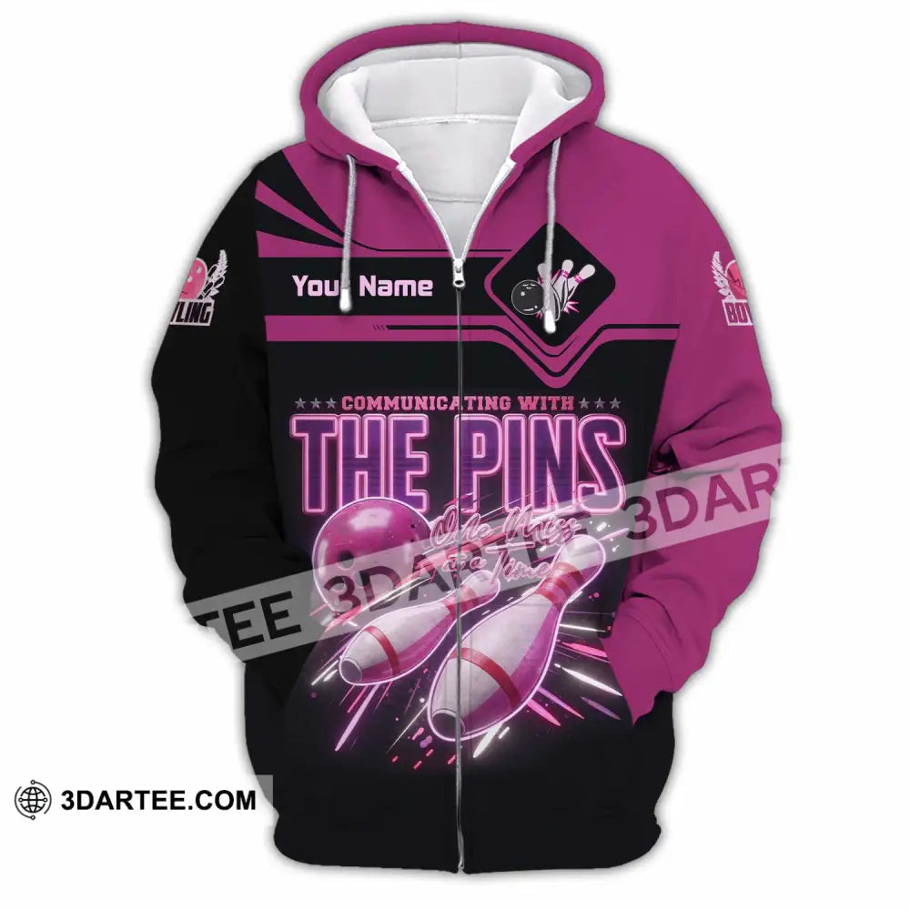 Unisex Shirt - Custom Communicating With The Pins Bowling Shirt - Zipper Hoodie / S - T-shirt