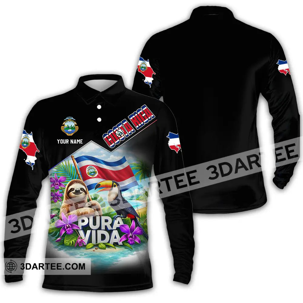 Unisex Shirt - Custom Costa Rica 3D Shirt Long Sleeve Polo / S T-shirt