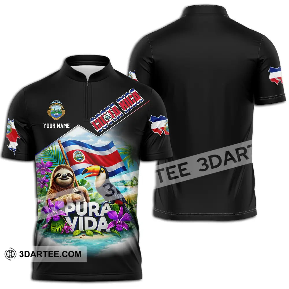Unisex Shirt - Custom Costa Rica 3D Shirt Zipper Polo Shirt / S T-shirt