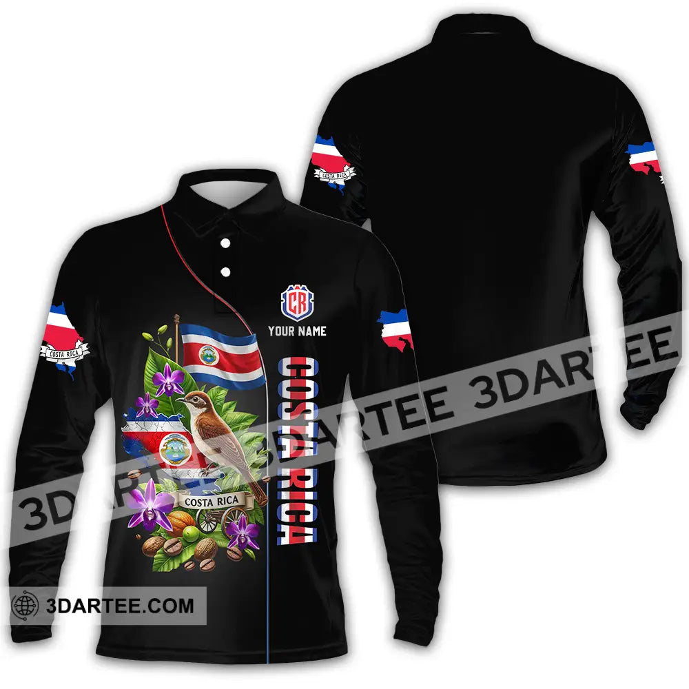 Unisex Shirt - Custom Costa Rica Pura Vida 3D Shirt Long Sleeve Polo / S T-shirt