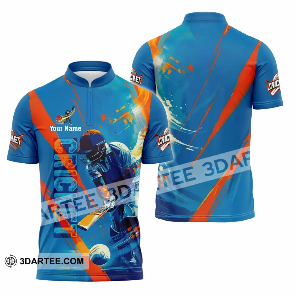 Unisex Shirt - Custom Cricket 3D Shirt - Zipper Polo Shirt / S - T-shirt