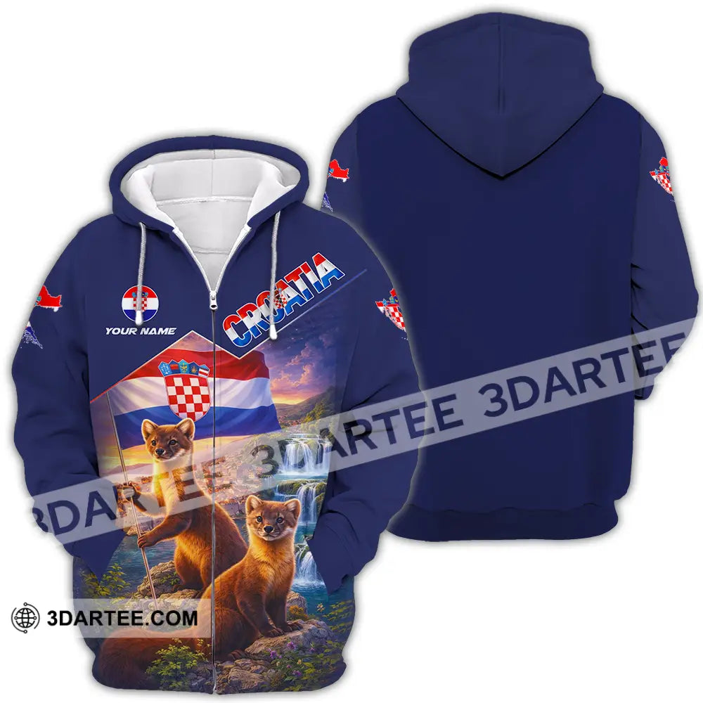 Unisex Shirt - Custom Croatia 3D Shirt Zipper Hoodie / S T-shirt