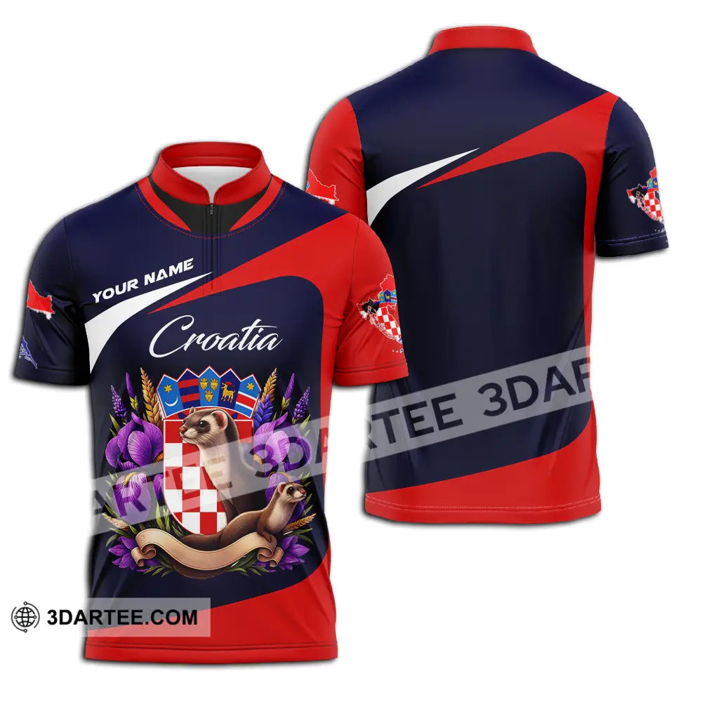 Unisex Shirt - Custom Croatia 3D Shirt Zipper Polo Shirt / S T-shirt