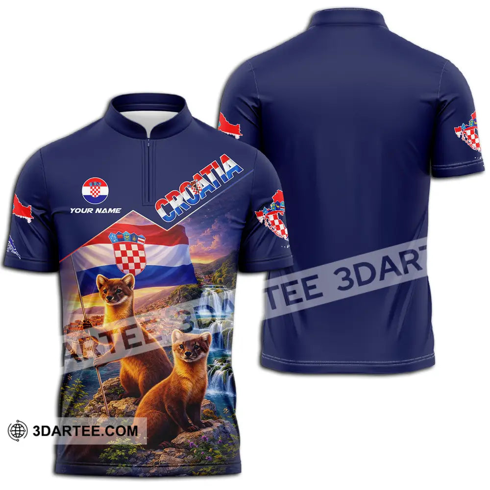 Unisex Shirt - Custom Croatia 3D Shirt Zipper Polo Shirt / S T-shirt