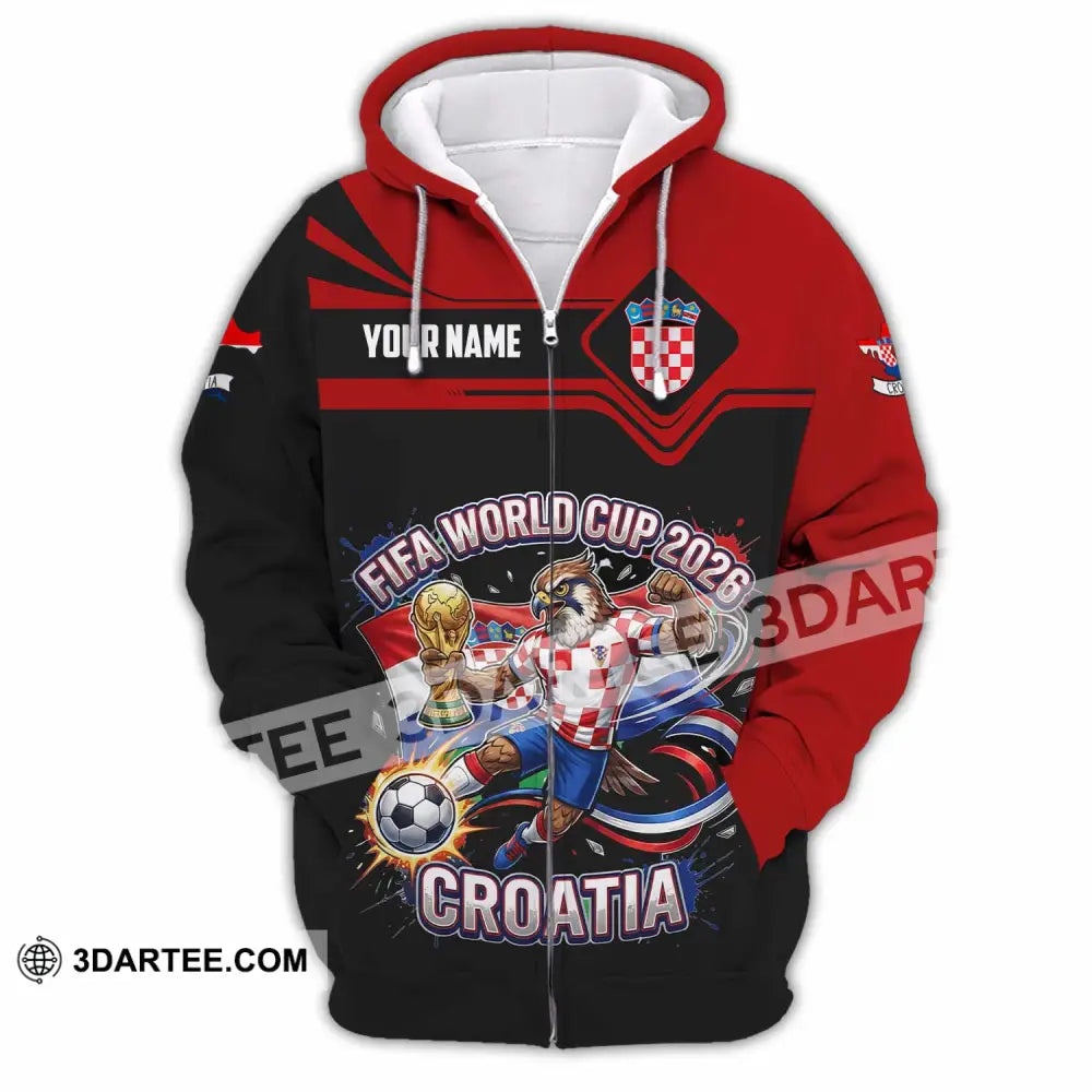 Unisex Shirt - Custom Croatia Fifa World Cup 2026 3D Shirt Zipper Hoodie / S T-shirt