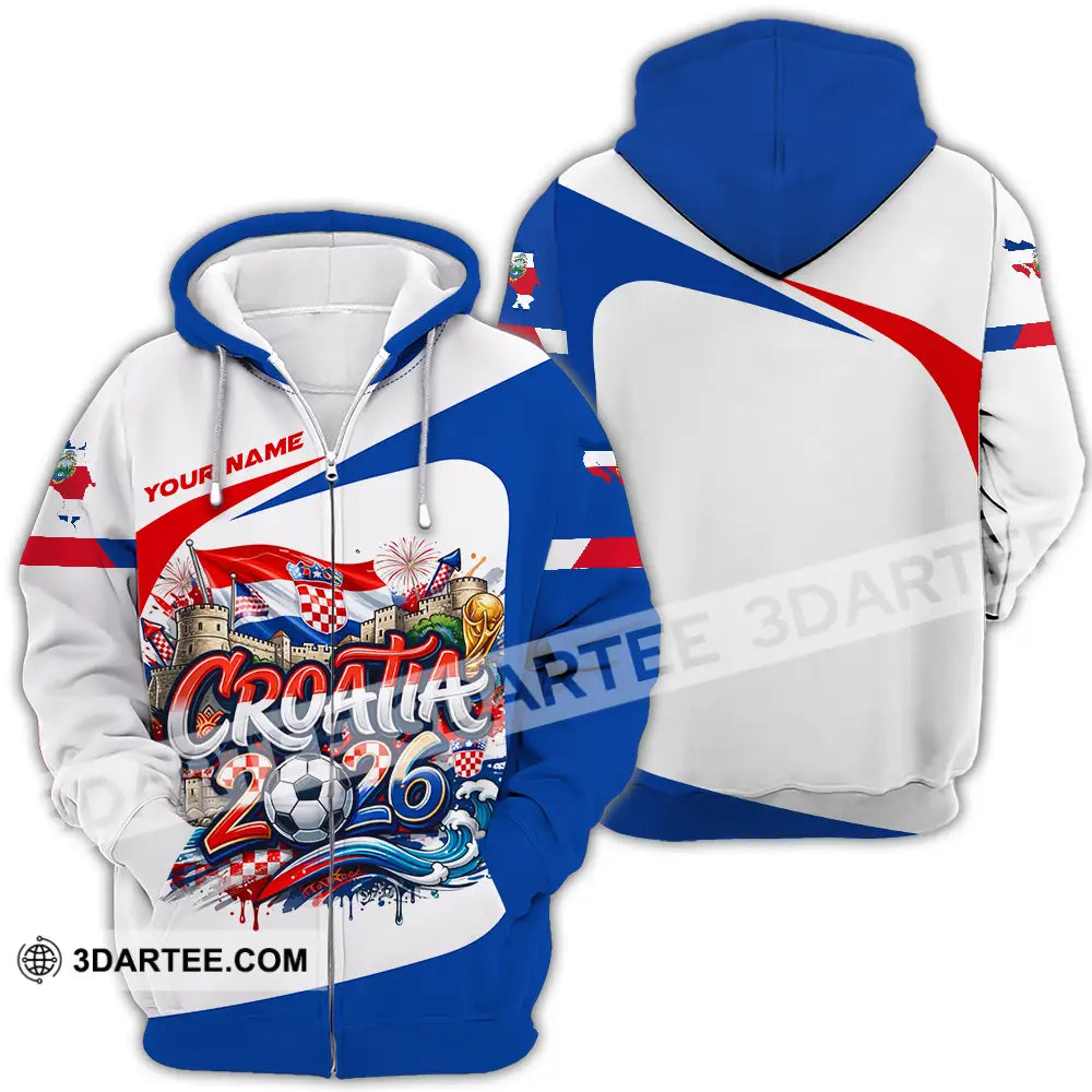 Unisex Shirt - Custom Croatia Fifa Club World Cup 2026 3D Shirt Zipper Hoodie / S T-shirt