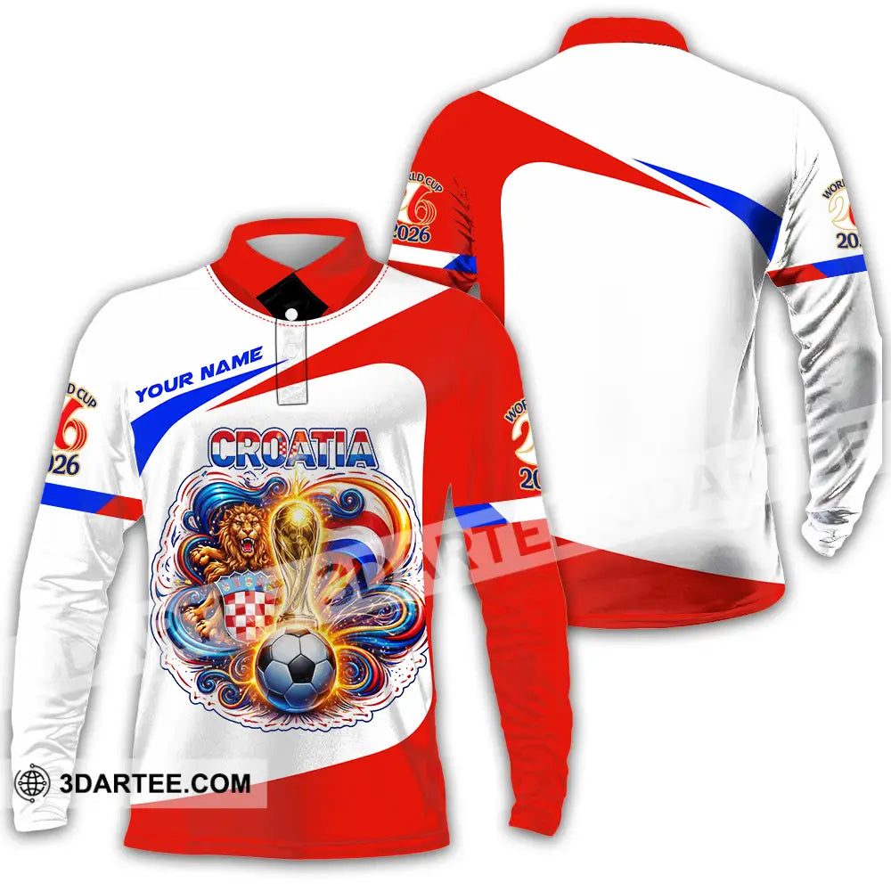 Unisex Shirt - Custom Croatia FIFA World Cup 2026 3D Shirt Long Sleeve Polo / S T-shirt