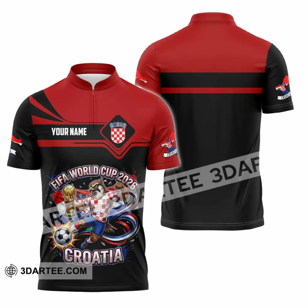 Unisex Shirt - Custom Croatia Fifa World Cup 2026 3D Shirt Zipper Polo Shirt / S T-shirt