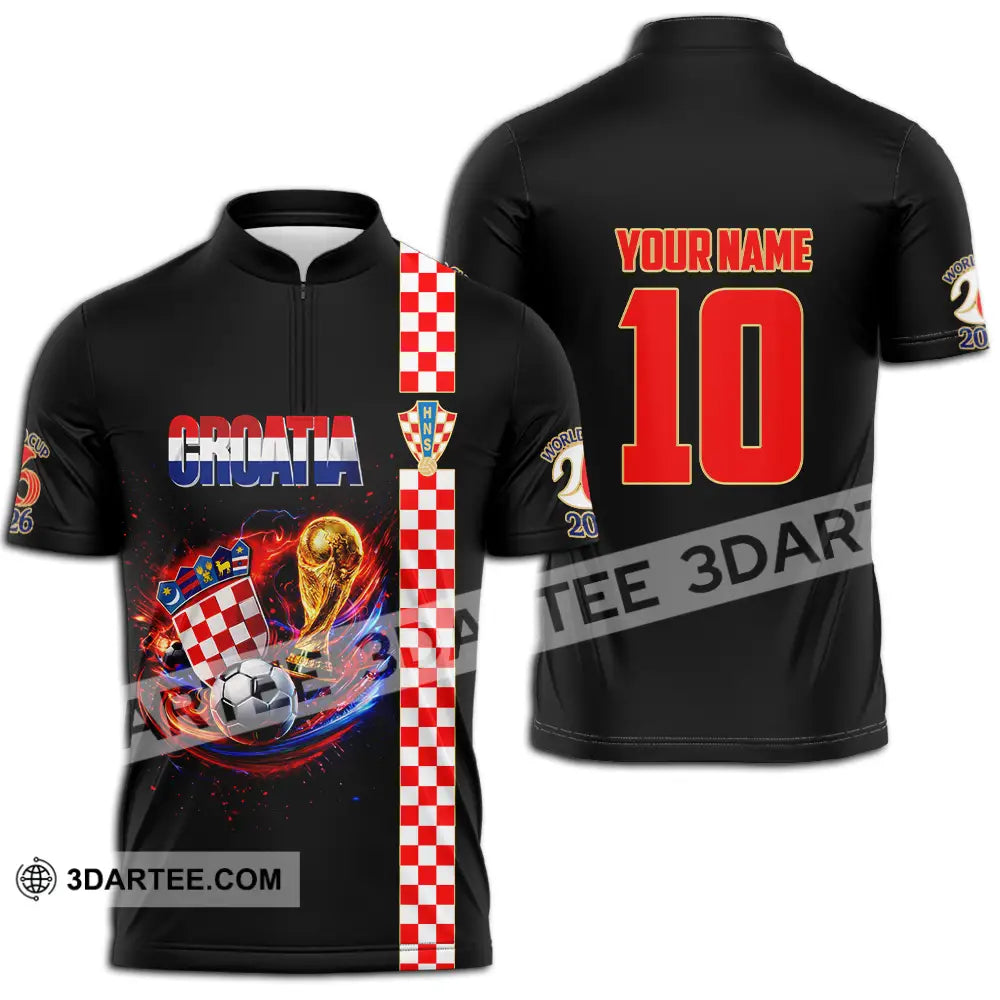 Unisex Shirt - Custom Croatia FIFA World Cup 2026 3D Shirt Zipper Polo Shirt / S T-shirt