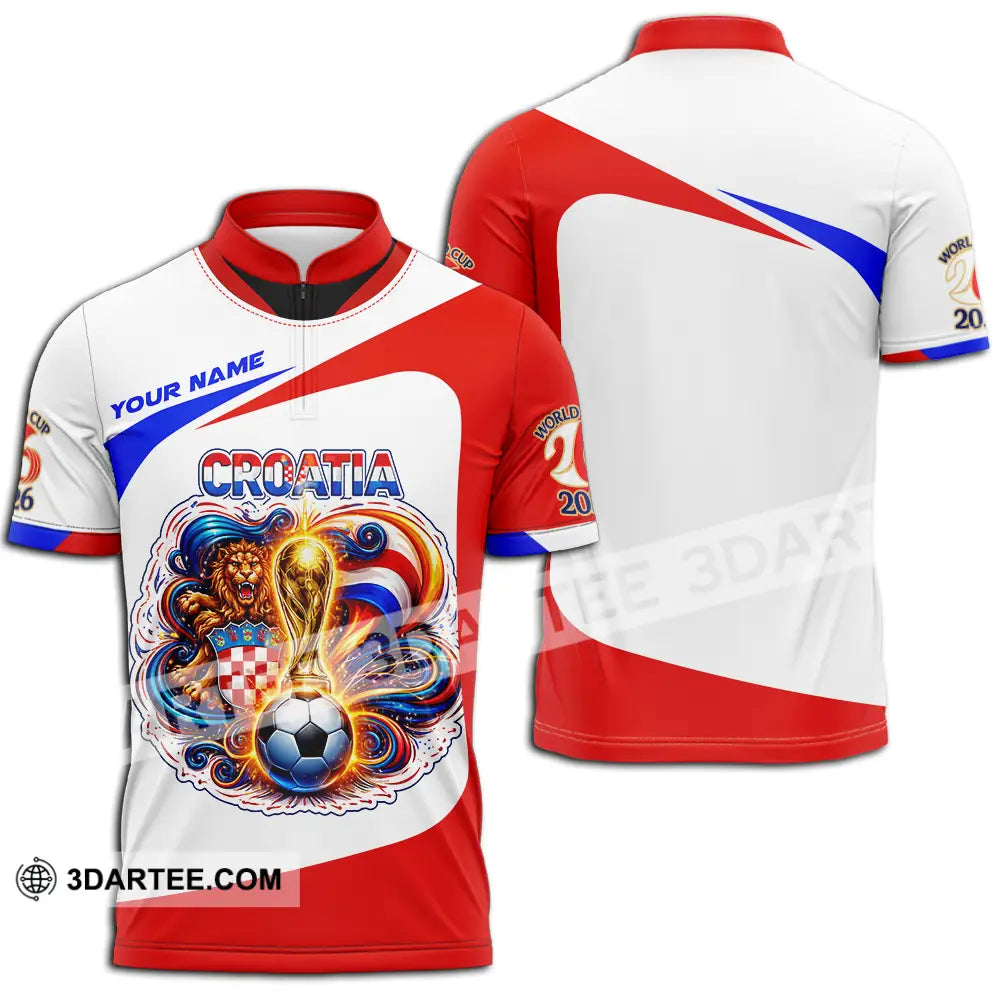 Unisex Shirt - Custom Croatia FIFA World Cup 2026 3D Shirt Zipper Polo Shirt / S T-shirt