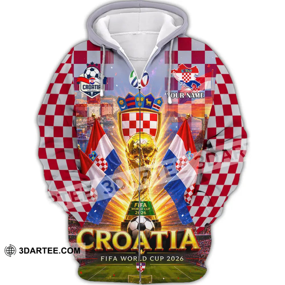 Unisex Shirt - Custom Croatia World Cup 2026 Shirt - Zipper Hoodie / S - T-shirt