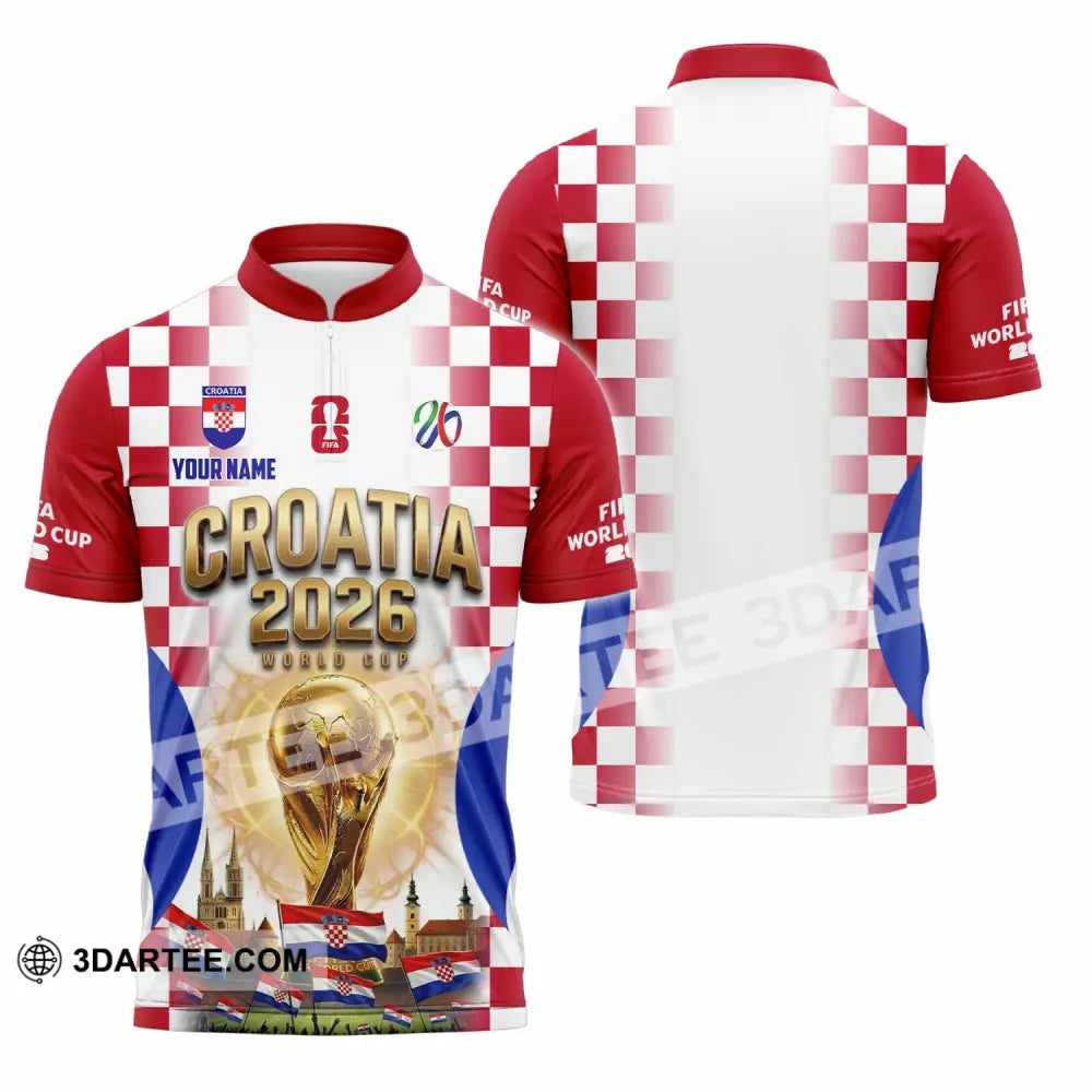 Unisex Shirt - Custom Croatia World Cup 2026 Shirt - Zipper Polo Shirt / S - T-shirt