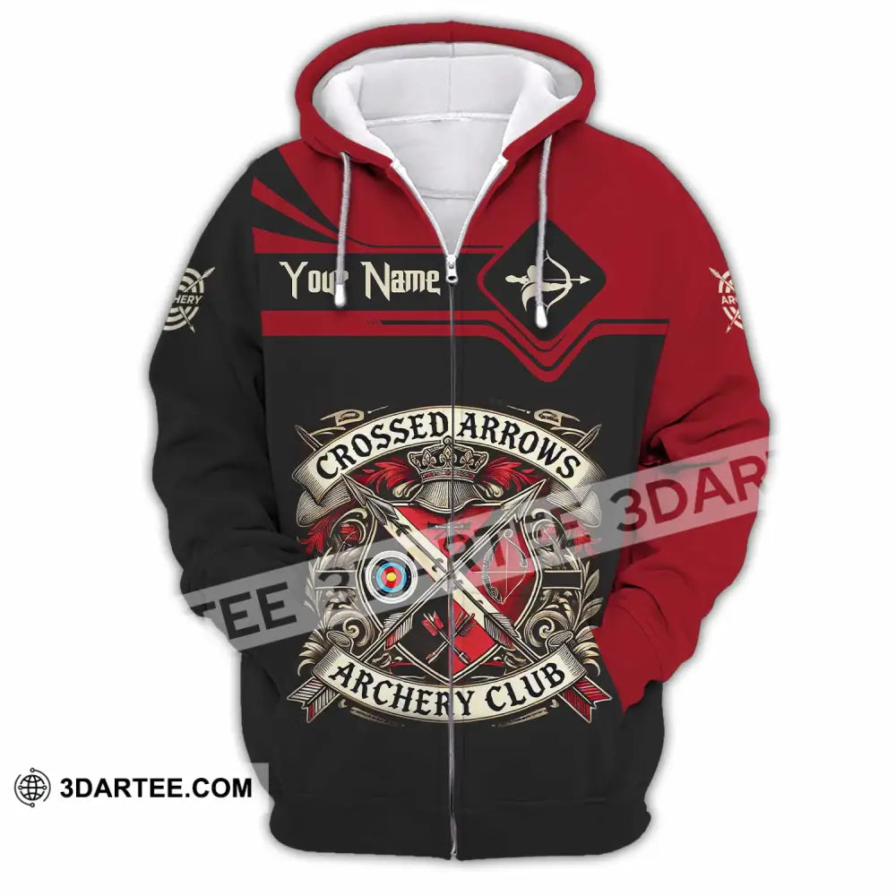 Unisex Shirt Custom Crossed Arrows Archery Club Sport Shirt Zipper Hoodie / S T shirt