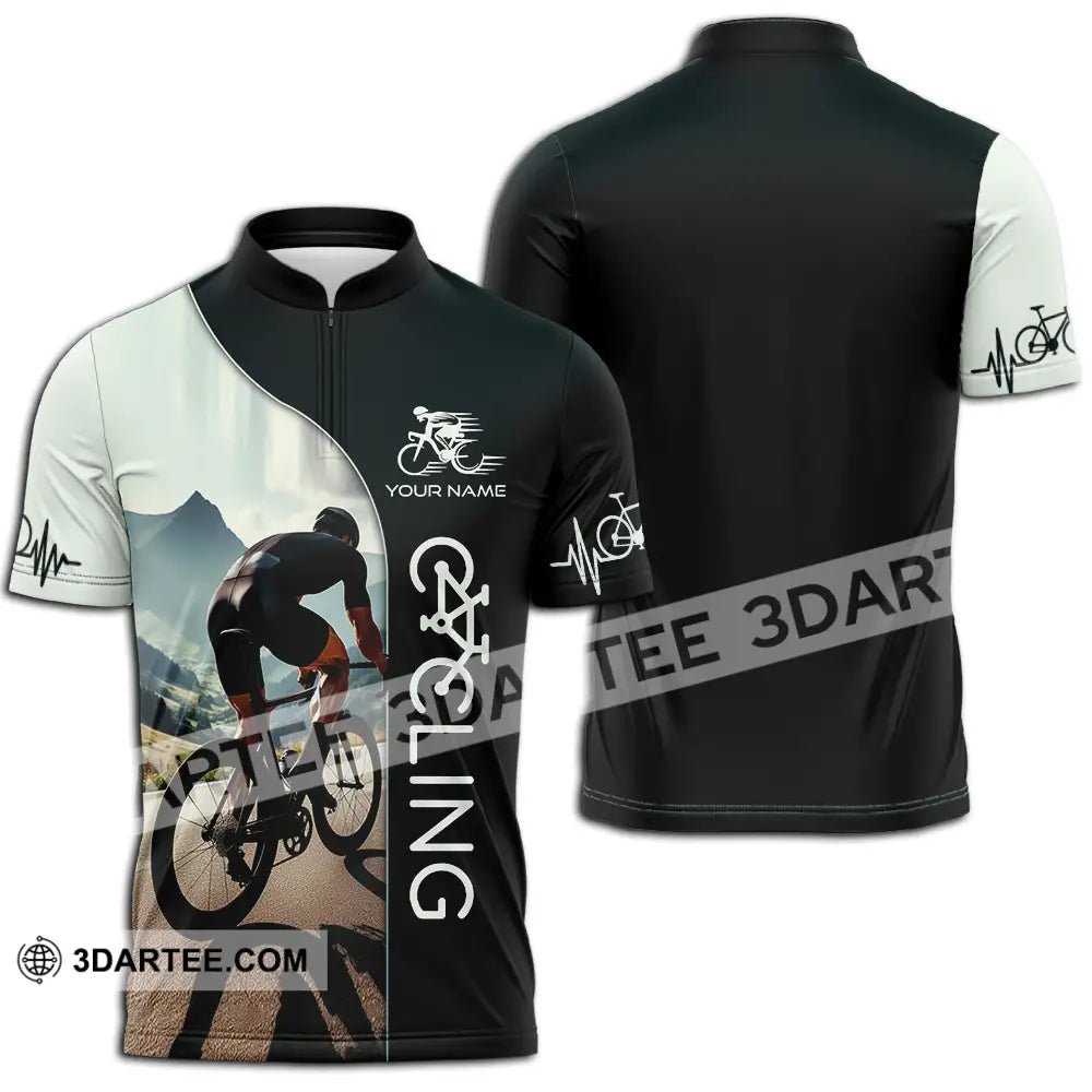Unisex Shirt - Custom Cycling Lover Shirt Zipper Polo Shirt / S T-shirt