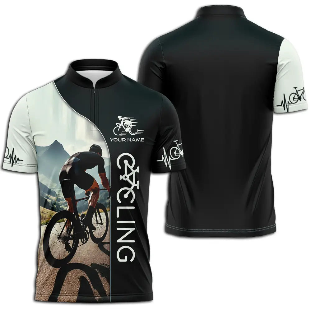 Unisex Shirt - Custom Cycling Lover Shirt Zipper Polo Shirt / S T-shirt