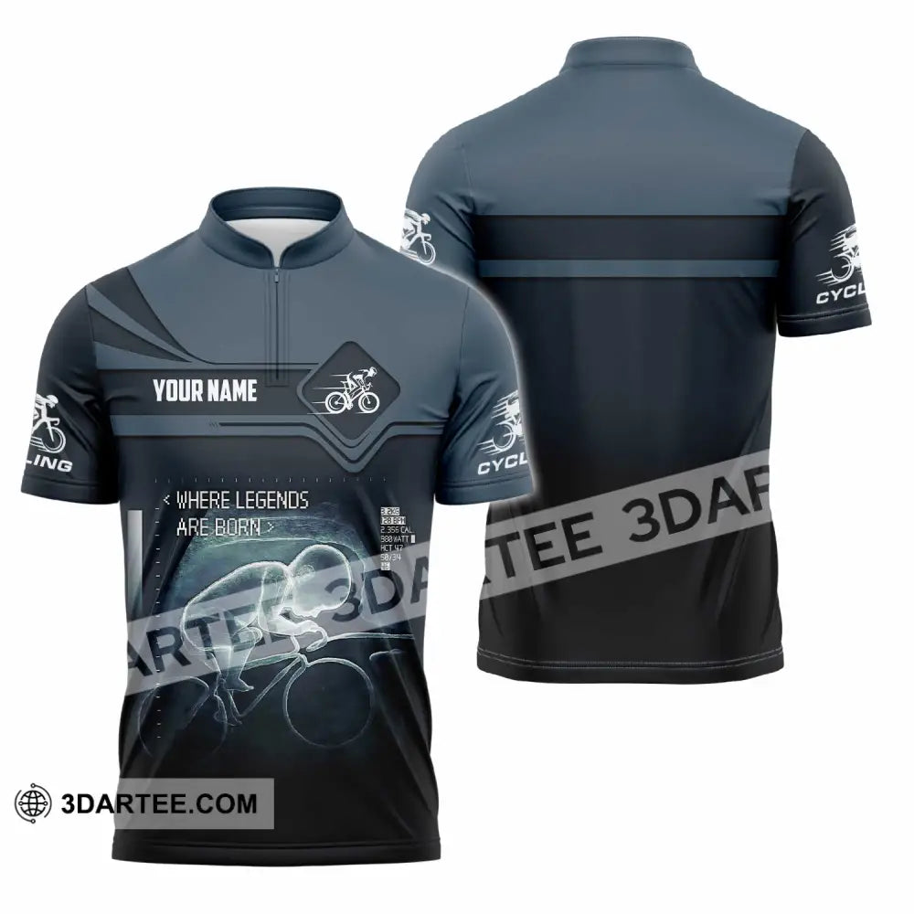 Unisex Shirt - Custom Cycling Where Legends Are Born Shirt Zipper Polo Shirt / S T-shirt