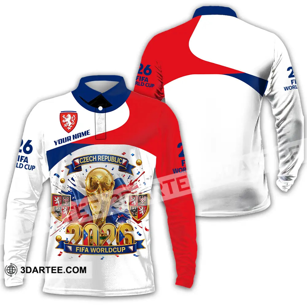 Unisex Shirt - Custom Czech Republic World Cup 2026 3D Shirt - Long Sleeve Polo / S - T-shirt