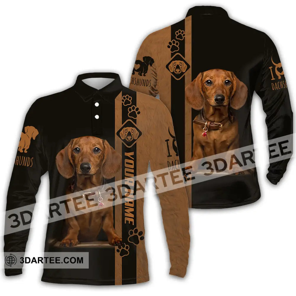Unisex Shirt - Custom Dachshund Shirt Long Sleeve Polo / S T-shirt
