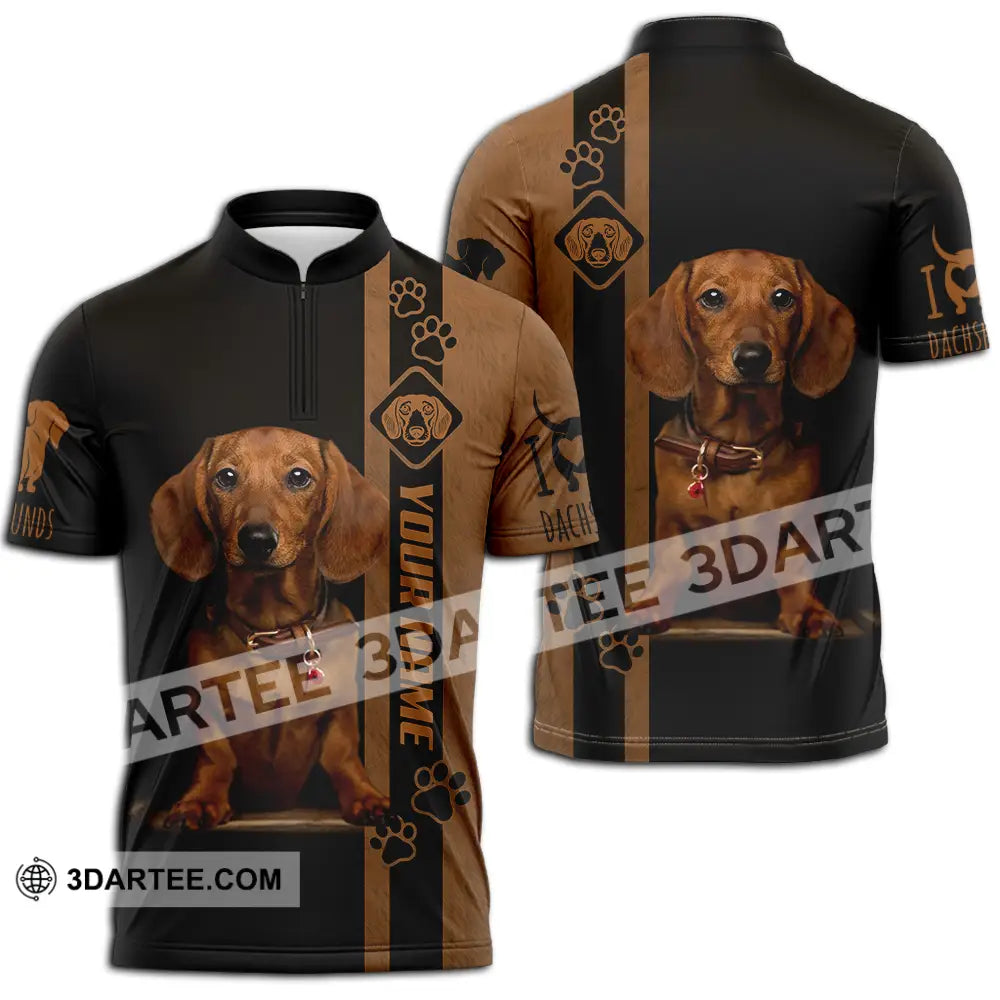 Unisex Shirt - Custom Dachshund Shirt Zipper Polo Shirt / S T-shirt