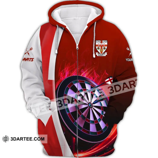 Unisex Shirt Custom Dart England Polo Darts Hoodie Team T-Shirt Gift For Players Zipper / S