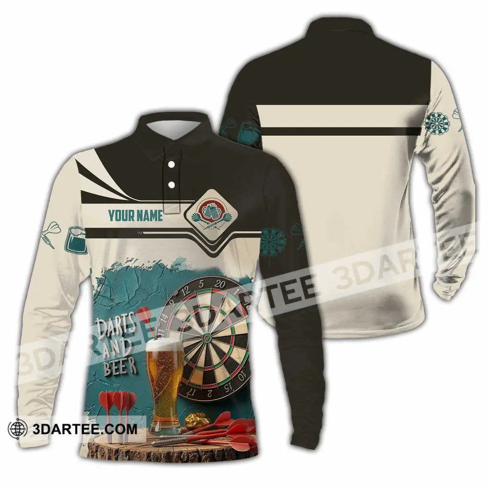 Unisex Shirt - Custom Darts And Beer 3D Shirt Long Sleeve Polo / S T-shirt